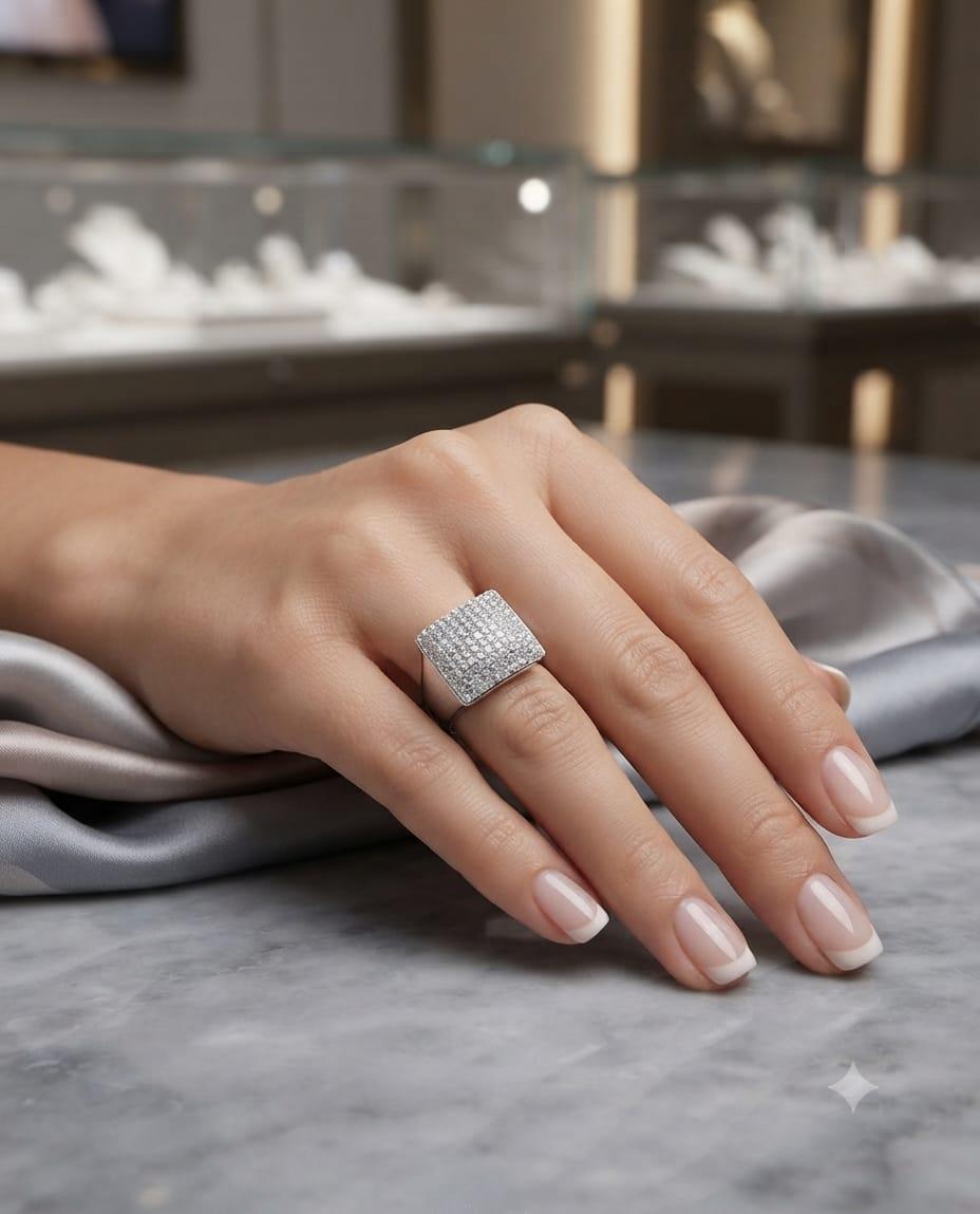 DIAMOND SQUARE RING 2.72CTW WHITE GOLD