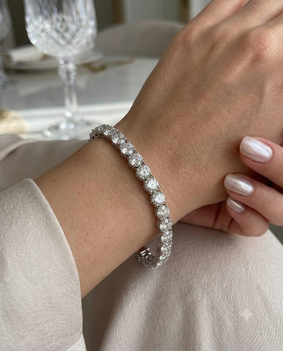 LAB DIAMOND TENNIS BRACELET 10CTW WHITE GOLD