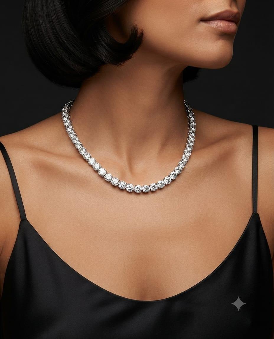 LAB DIAMOND TENNIS NECKLACE 12CTW WHITE GOLD