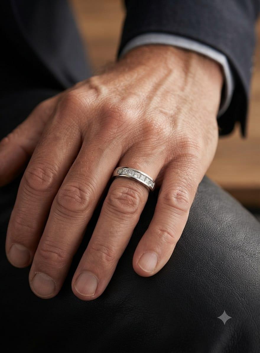 DIAMOND MENS WEDDING BAND RING  1.5CTW PLATINUM