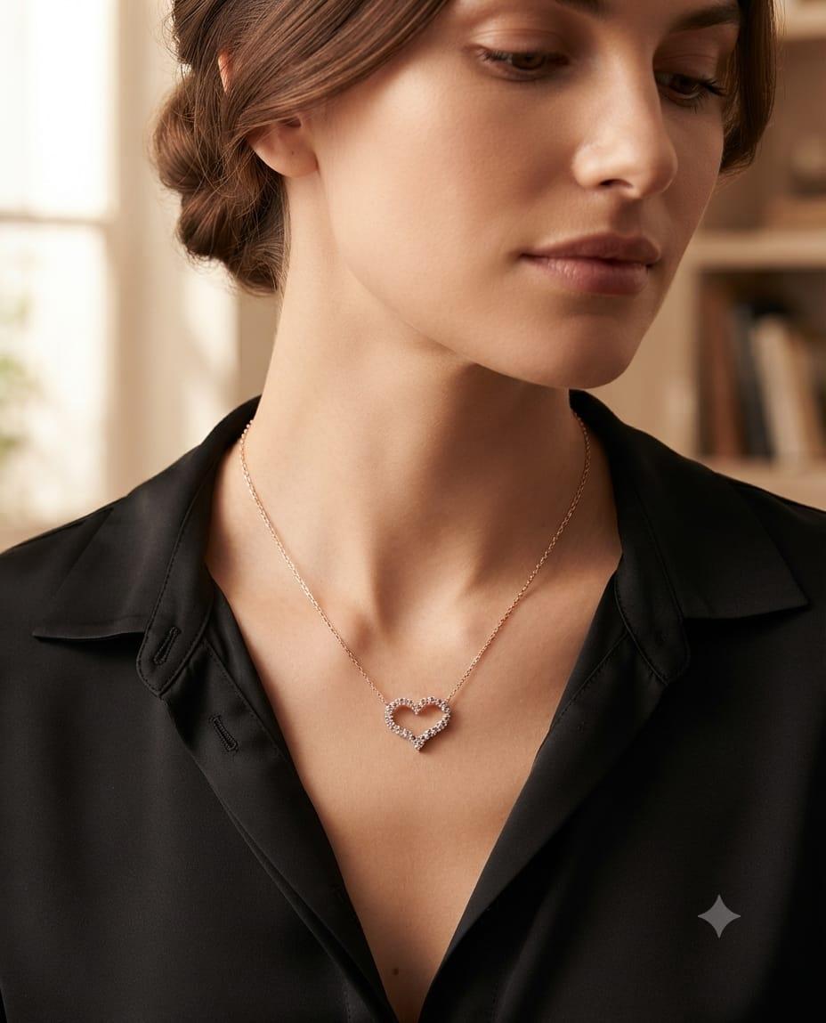 DIAMOND HEART PENDANT NECKLACE YELLOW GOLD