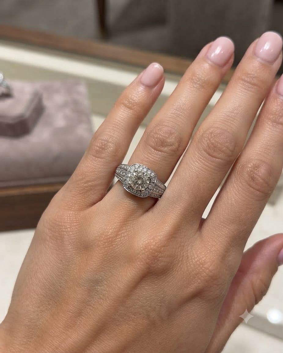 DIAMOND ENGAGEMENT RING 1.65CTW WHITE GOLD
