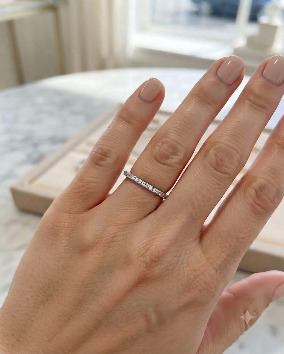 THIN DIAMOND ETERNITY BAND RING 0.25CTW WHITE GOLD