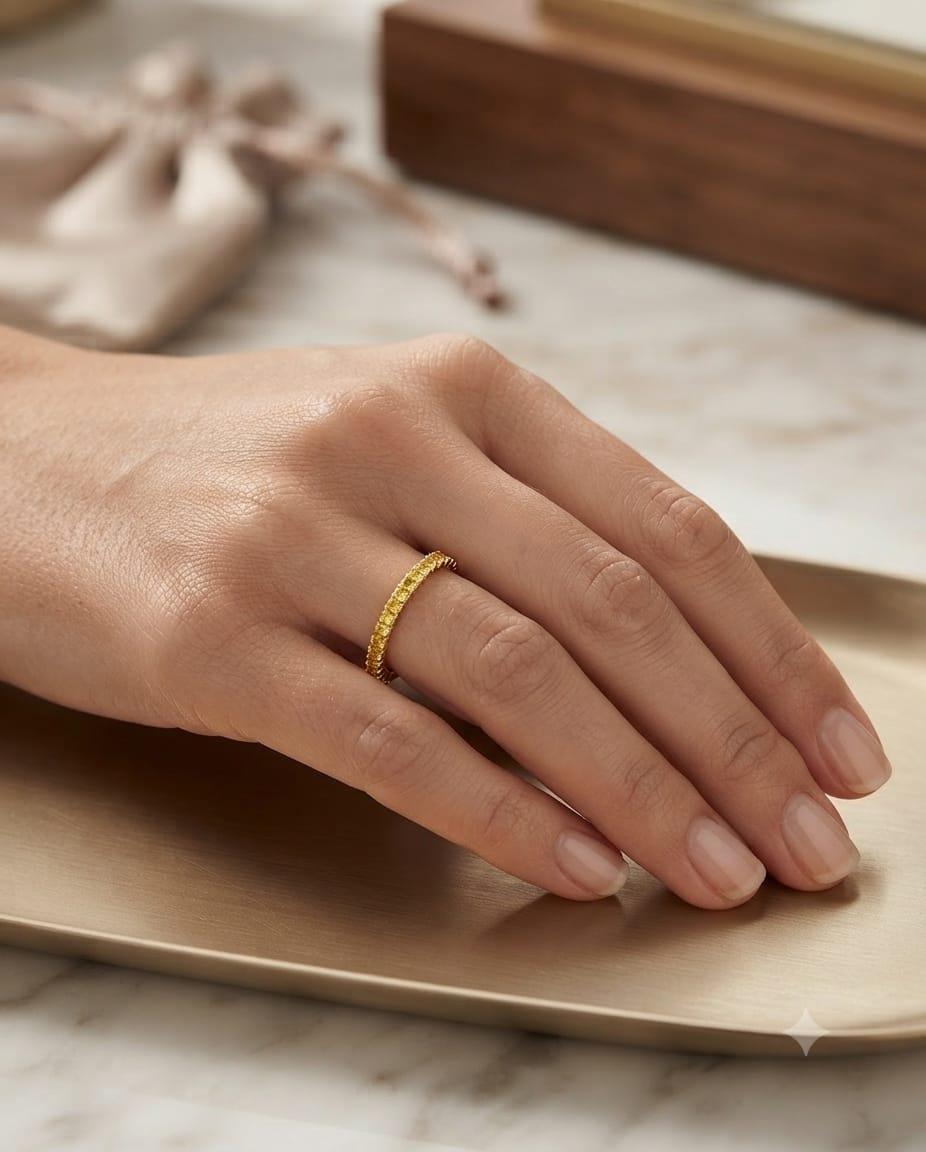THIN YELLOW DIAMOND ETERNITY BAND RING 0.51CTW YELLOW GOLD