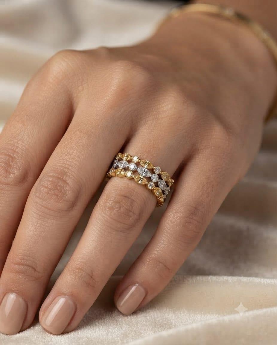 THREE THIN STACKABLE DIAMOND ETERNITY BAND RINGS TRI GOLD