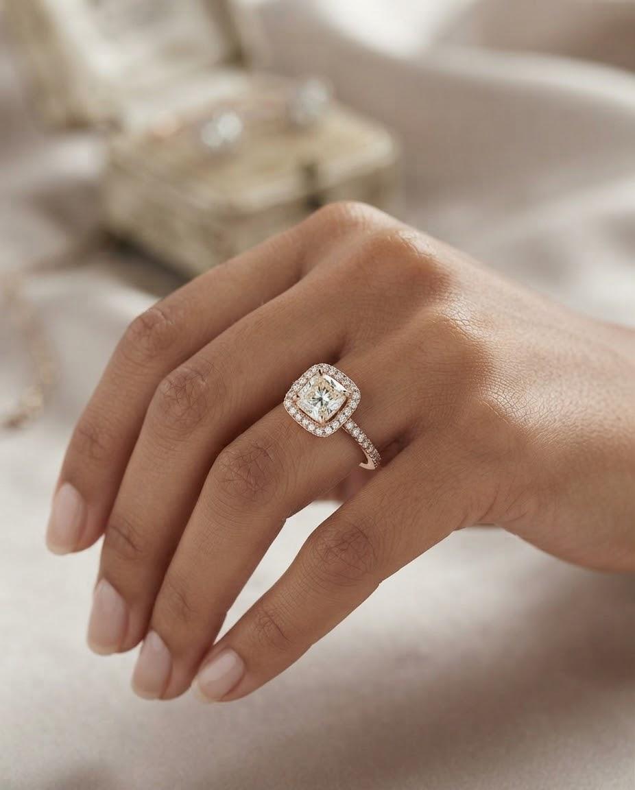 DIAMOND SQUARE CUSHION 2.02CT ENGAGEMENT RING YELLOW GOLD