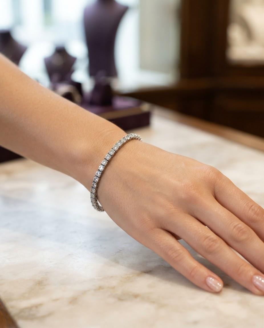 DIAMONDS TENNIS BRACELET 4.01CT WHITE GOLD