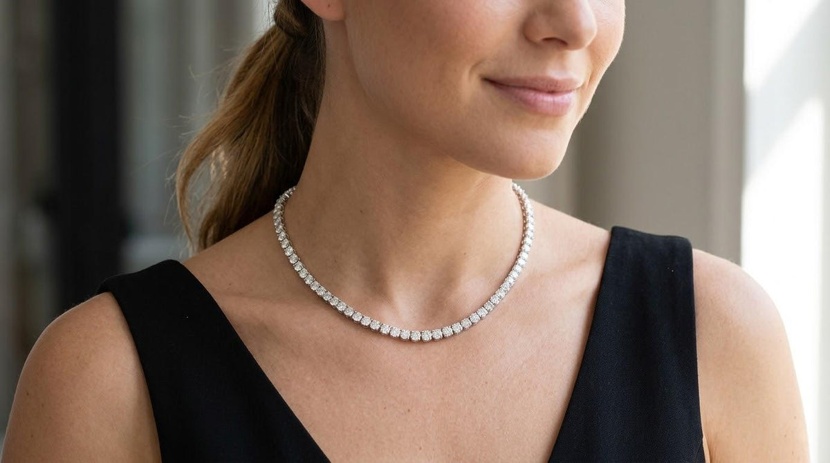 DIAMOND TENNIS NECKLACE 14KT 9.45CTW WHITE GOLD