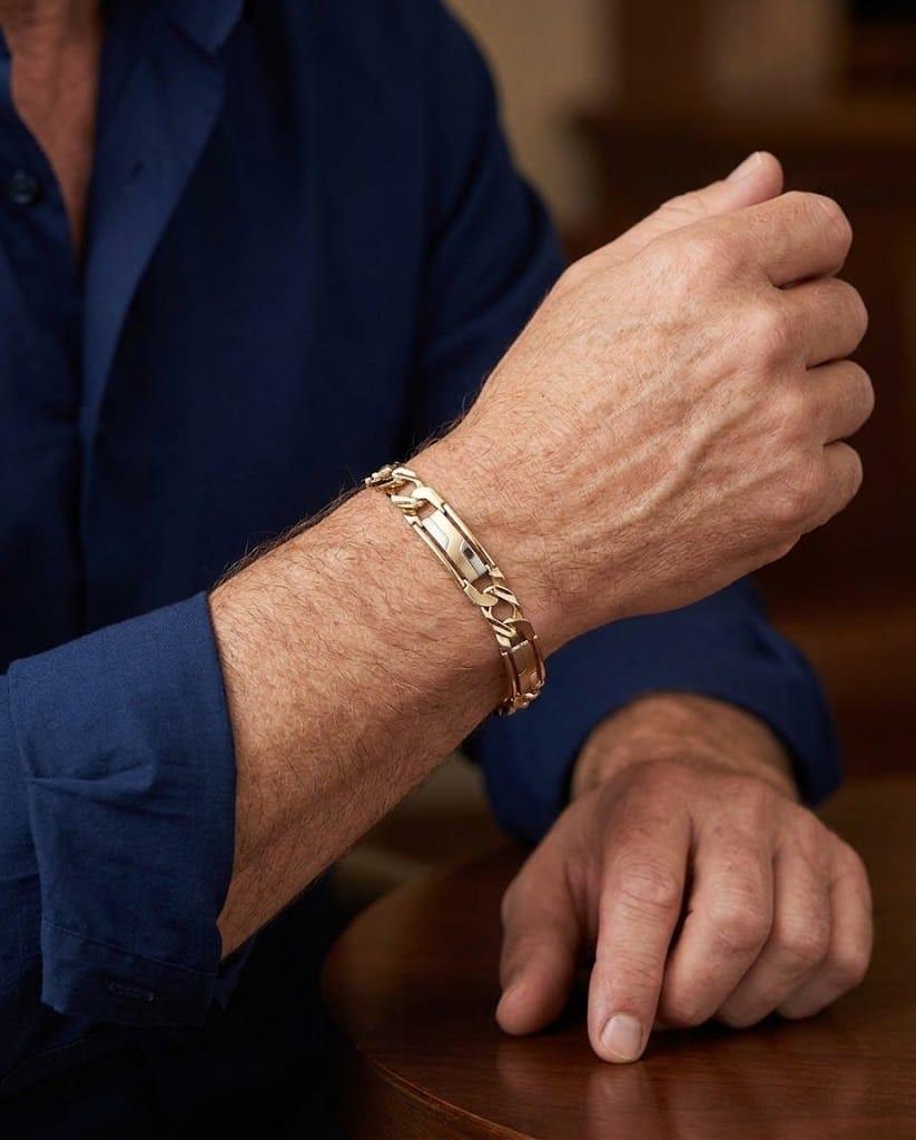 TWO TONE MENS FANCY GOLD BRACELET