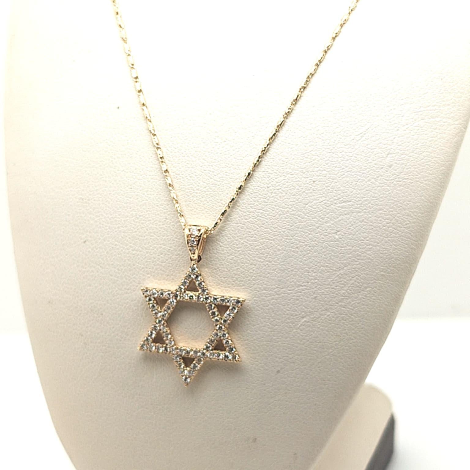 DIAMOND STAR OF DAVID PENDANT NECKLACE YELLOW GOLD