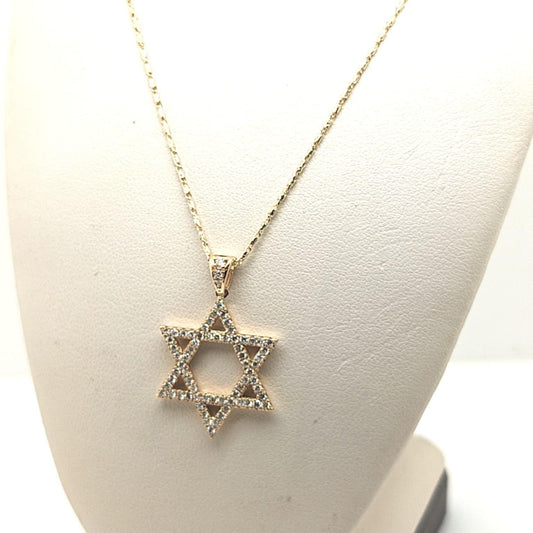 DIAMOND STAR OF DAVID PENDANT NECKLACE YELLOW GOLD