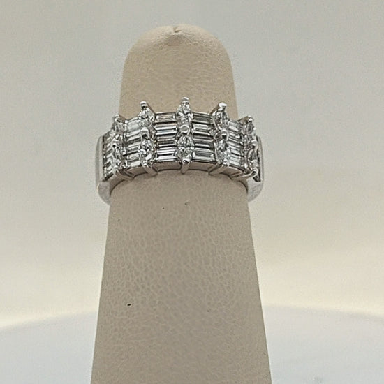 PLATINUM AND DIAMOND BAGUETTE & MARQUISE BAND RING 2.5CT