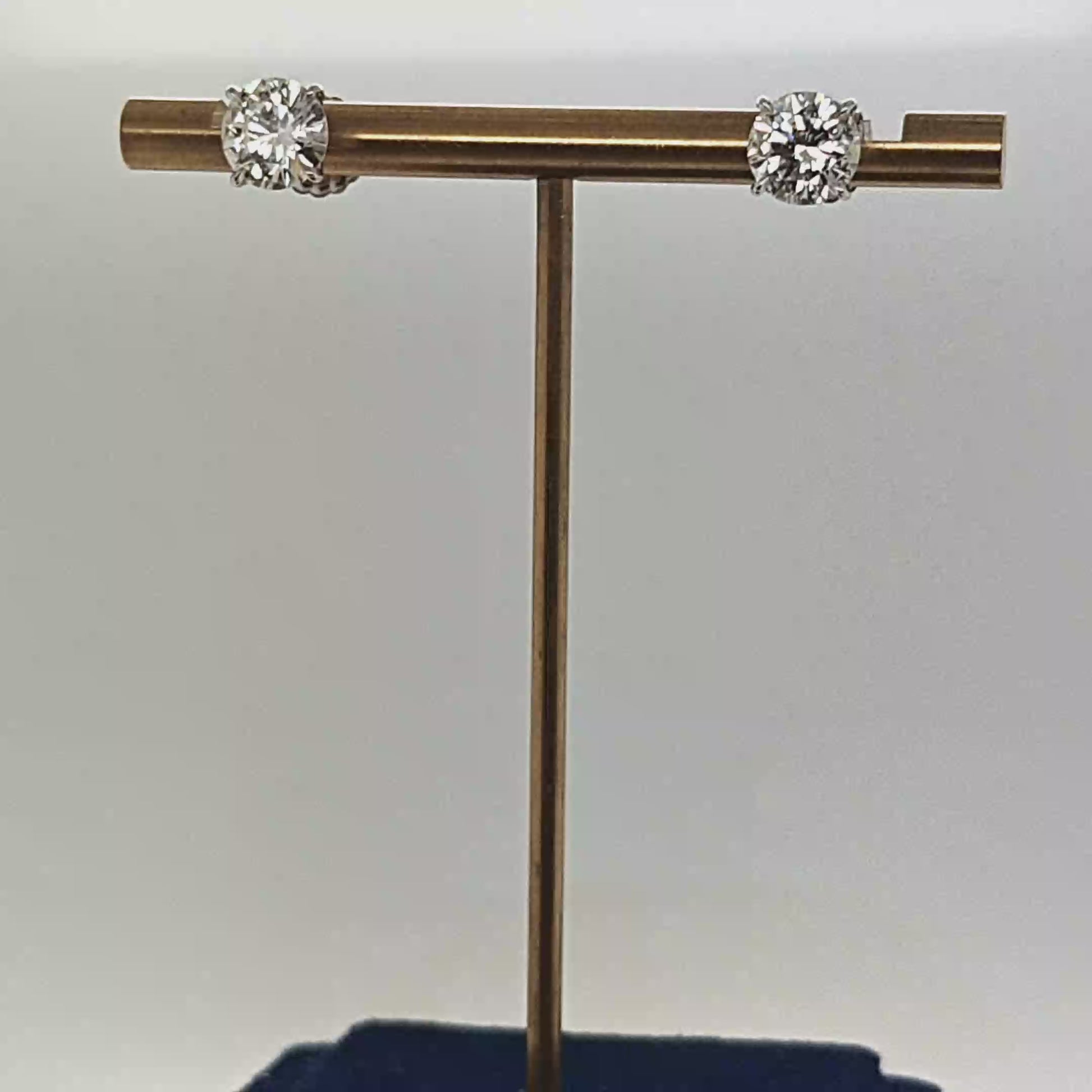 DIAMOND STUD EARRINGS 2.80CT MARTINI SET HANDMADE PLATINUM