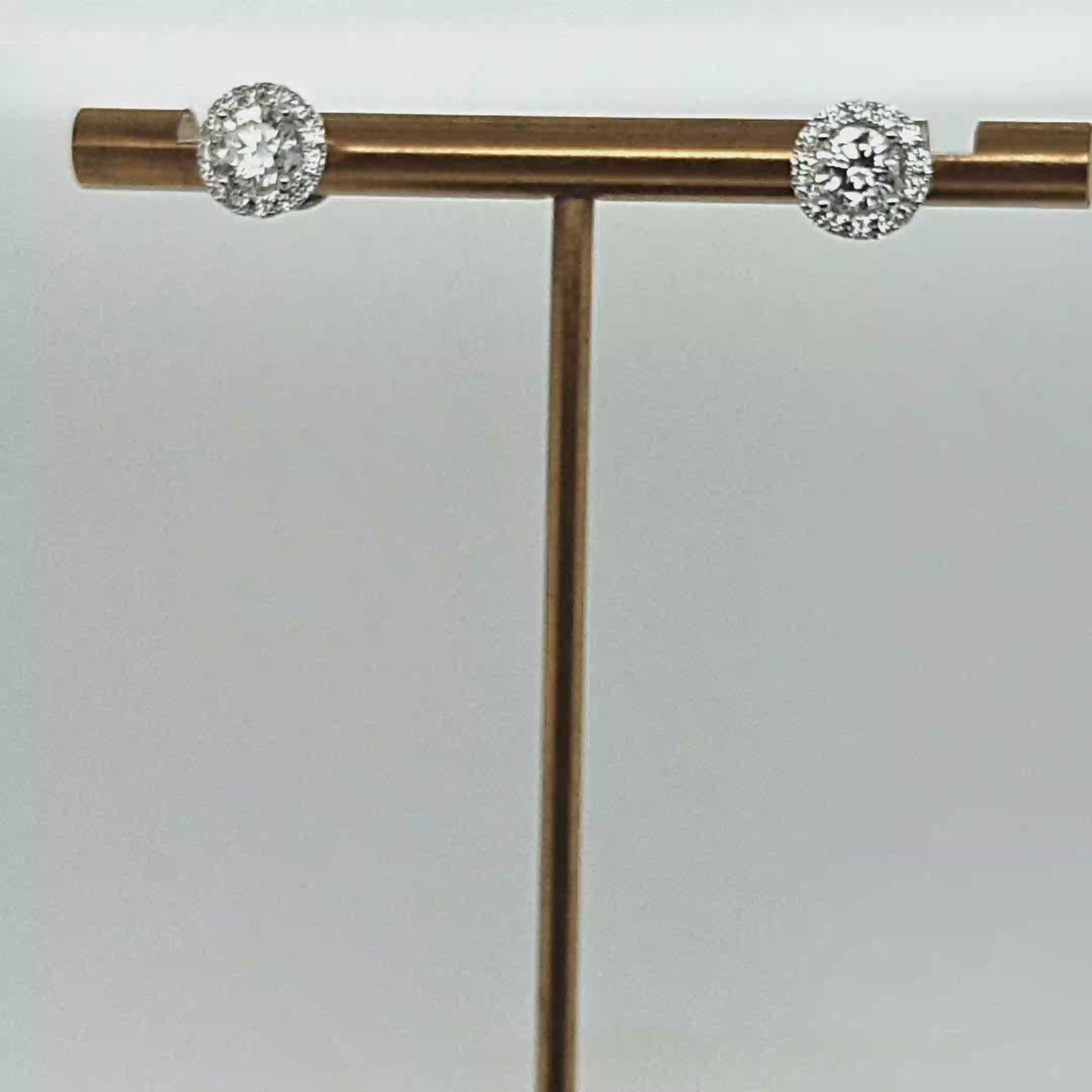 DIAMOND STUD EARRINGS HALO 1.36CTW WHITE GOLD