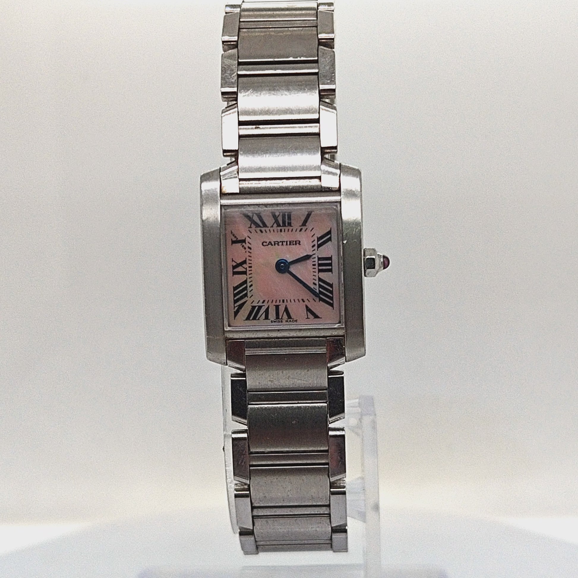 CARTIER TANK FRANCAISE PINK DIAL 20MM STAINLESS STEEL