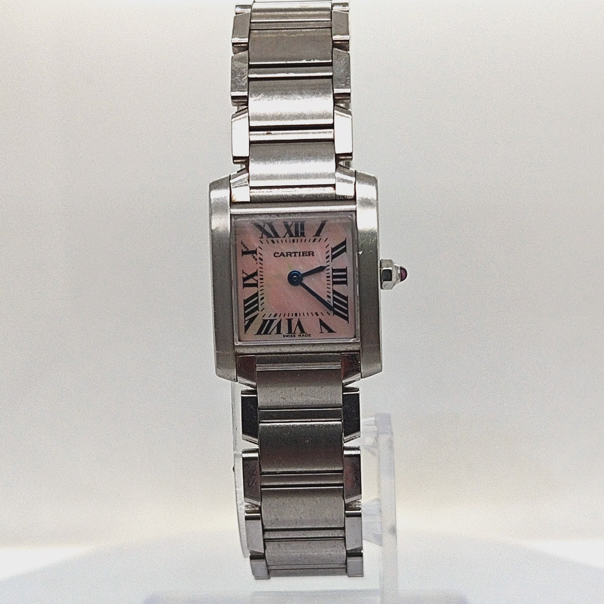 CARTIER TANK FRANCAISE PINK DIAL 20MM STAINLESS STEEL