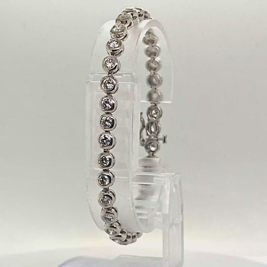 DIAMOND TENNIS BRACELET BEZEL SET 3.81CT WHITE GOLD