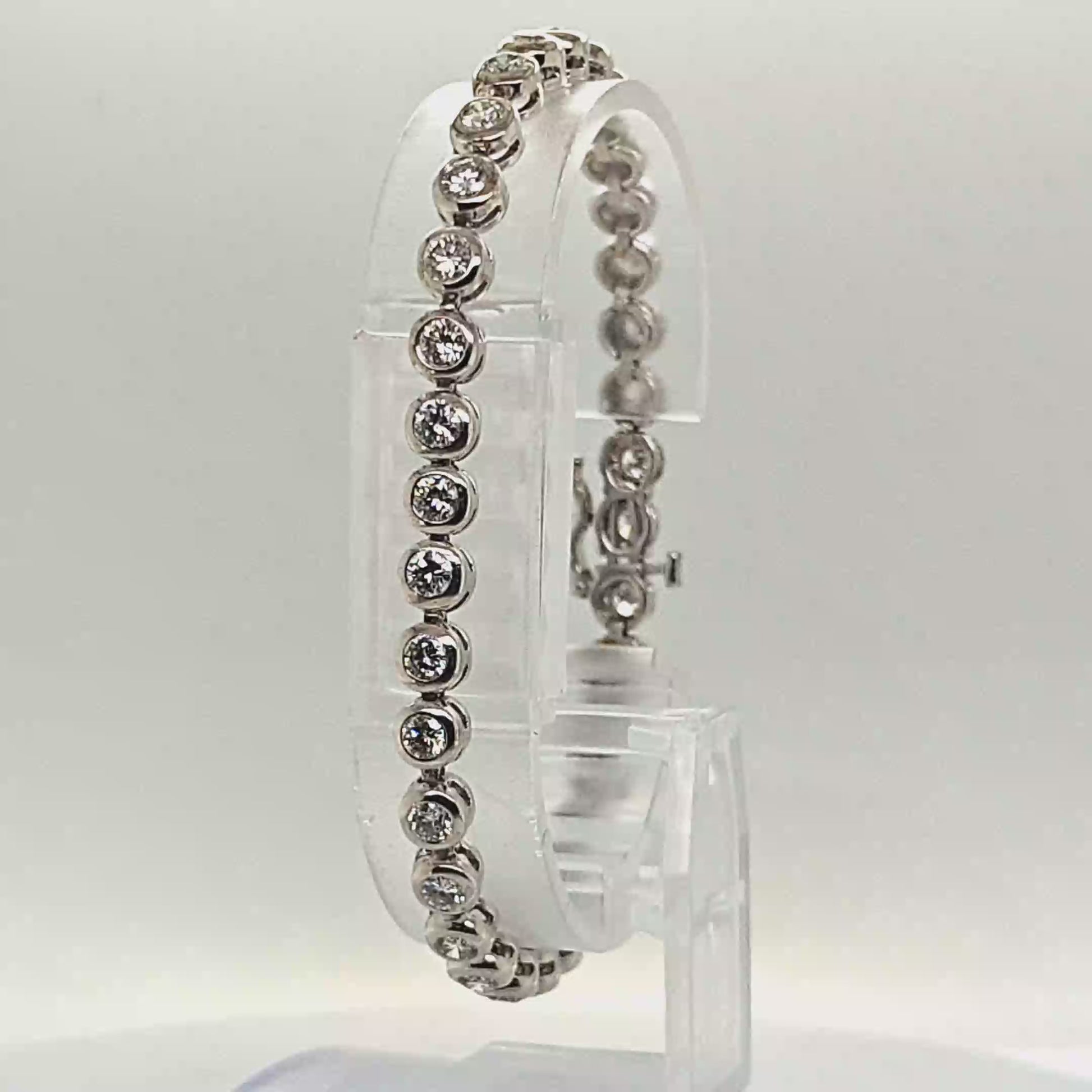 DIAMOND TENNIS BRACELET BEZEL SET 3.81CT WHITE GOLD