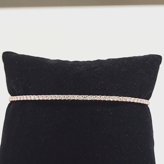 DIAMOND BANGLE TENNIS BRACELET FLEXIBLE ROSE GOLD 1.08CT