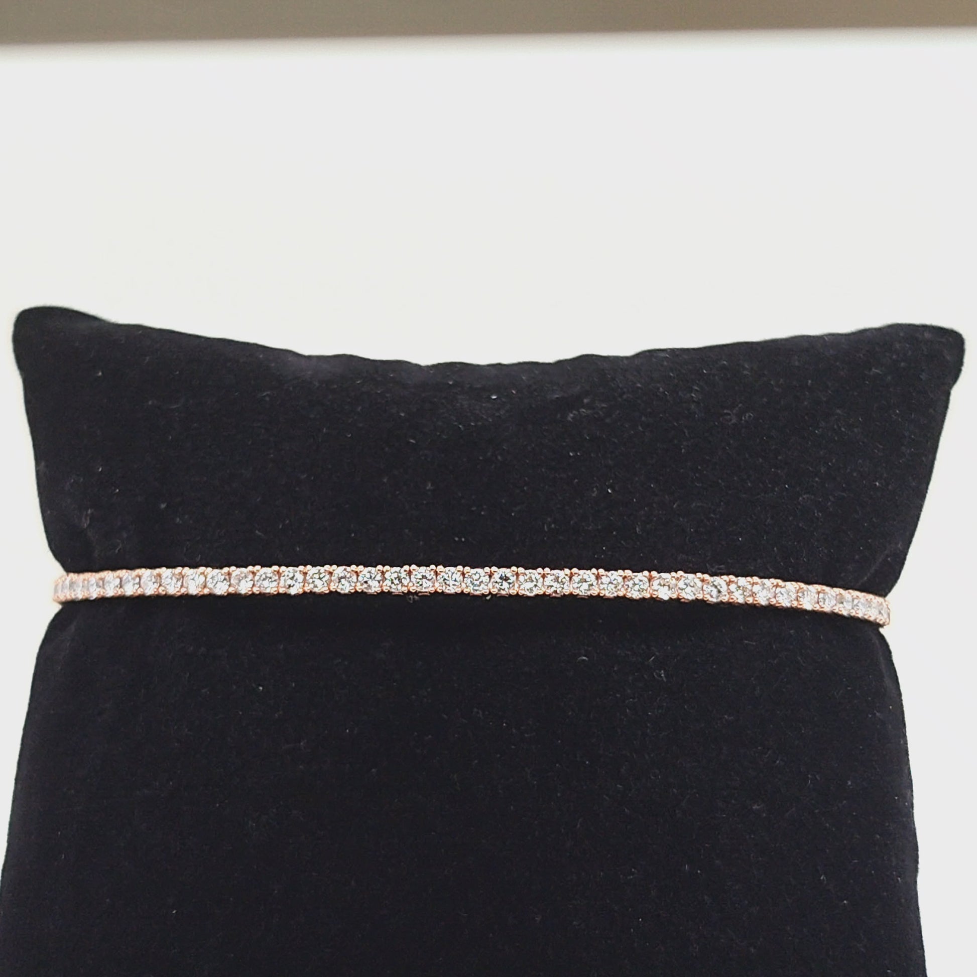 DIAMOND BANGLE TENNIS BRACELET FLEXIBLE ROSE GOLD 1.08CT