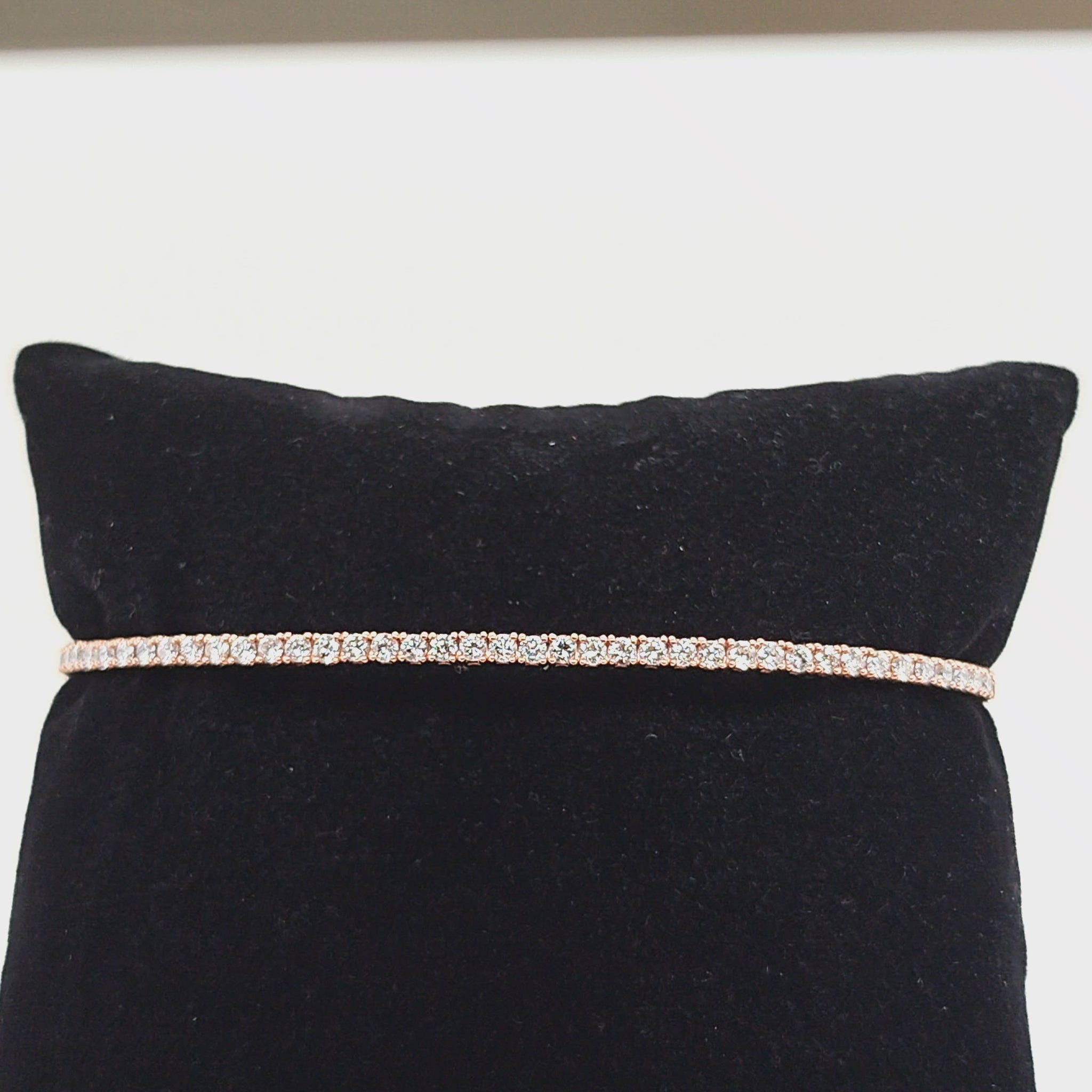 DIAMOND BANGLE TENNIS BRACELET FLEXIBLE ROSE GOLD 1.08CT