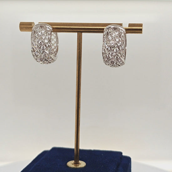 DIAMOND HUGGIE EARRINGS 1.02CT WHITE GOLD