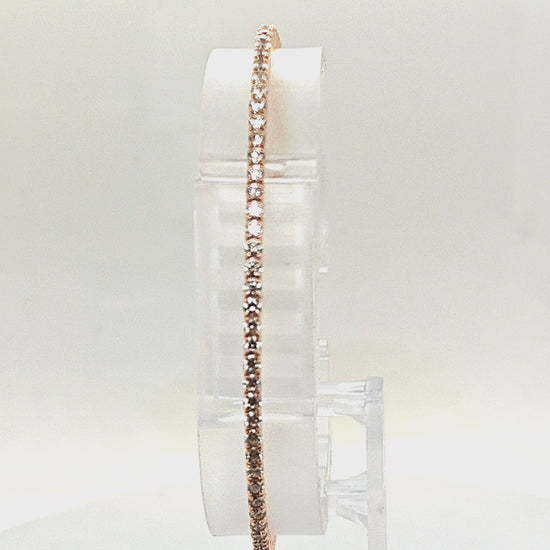 BANGLE BRACELET FLEXIBLE ROSE GOLD AND DIAMONDS
