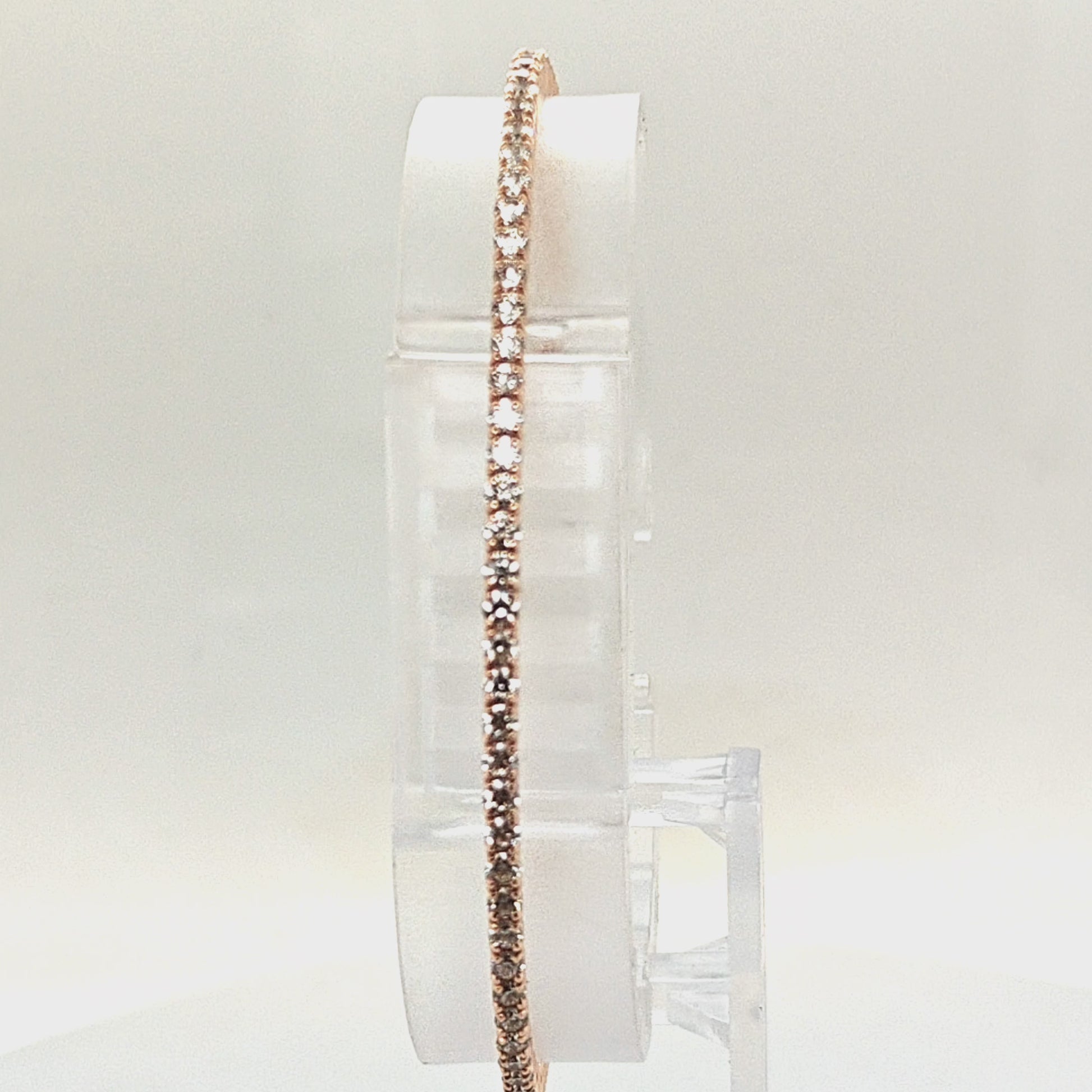 BANGLE BRACELET FLEXIBLE ROSE GOLD AND DIAMONDS