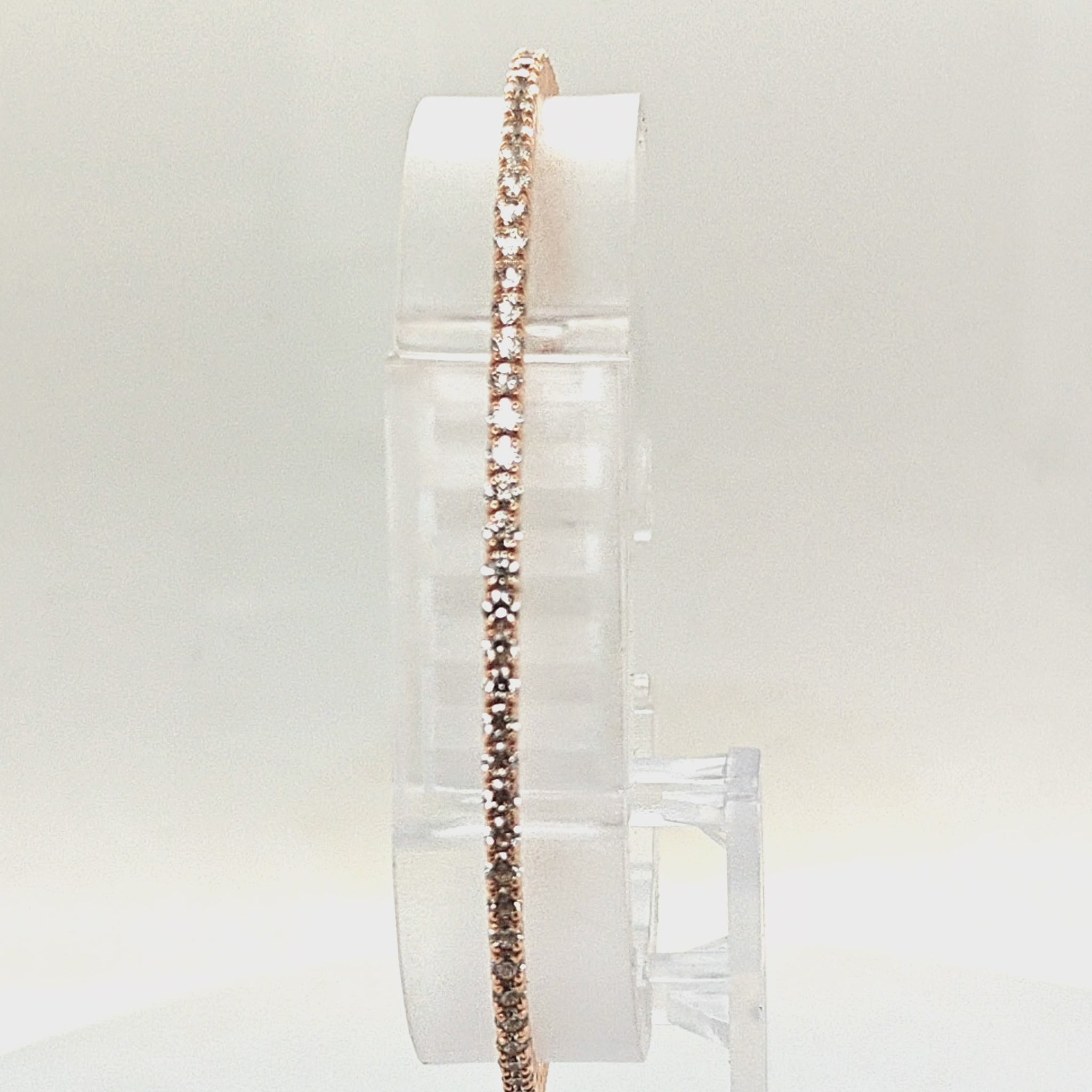BANGLE BRACELET FLEXIBLE ROSE GOLD AND DIAMONDS