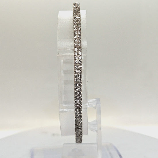 BANGLE CUFF BRACELET PAVE DIAMOND SET 18KT WHITE GOLD