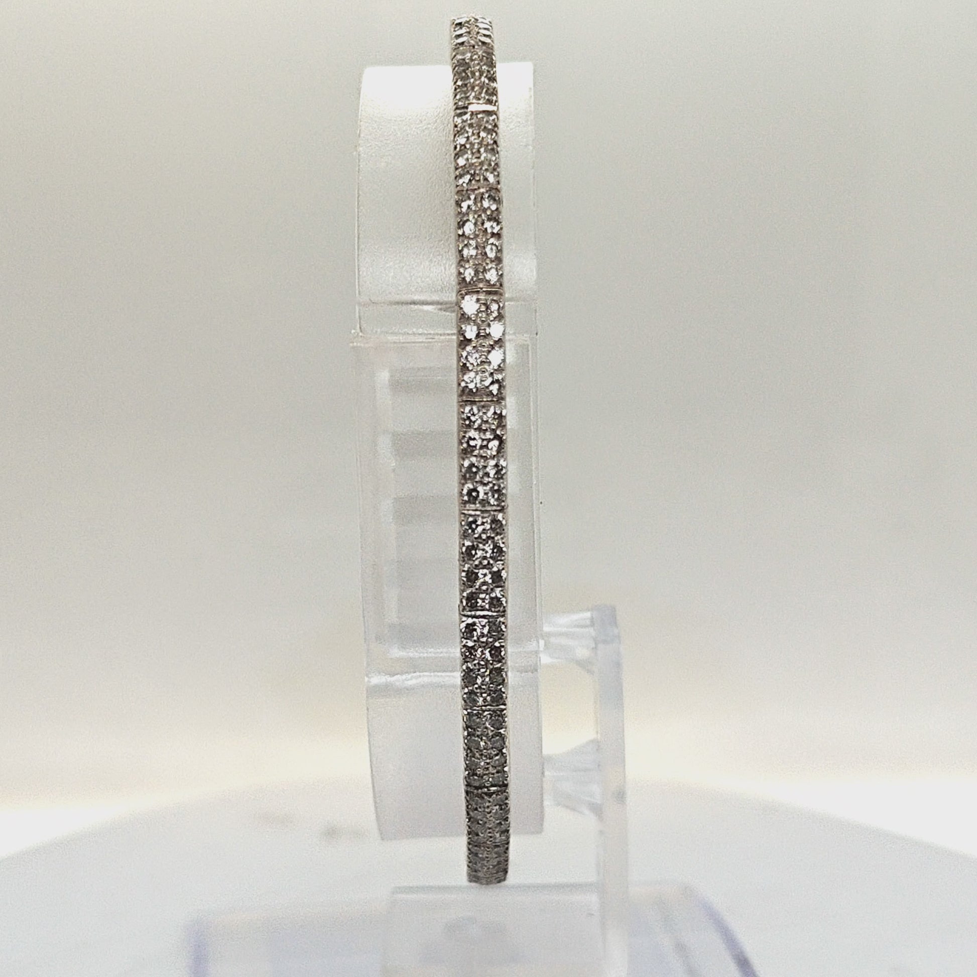 BANGLE CUFF BRACELET PAVE DIAMOND SET 18KT WHITE GOLD