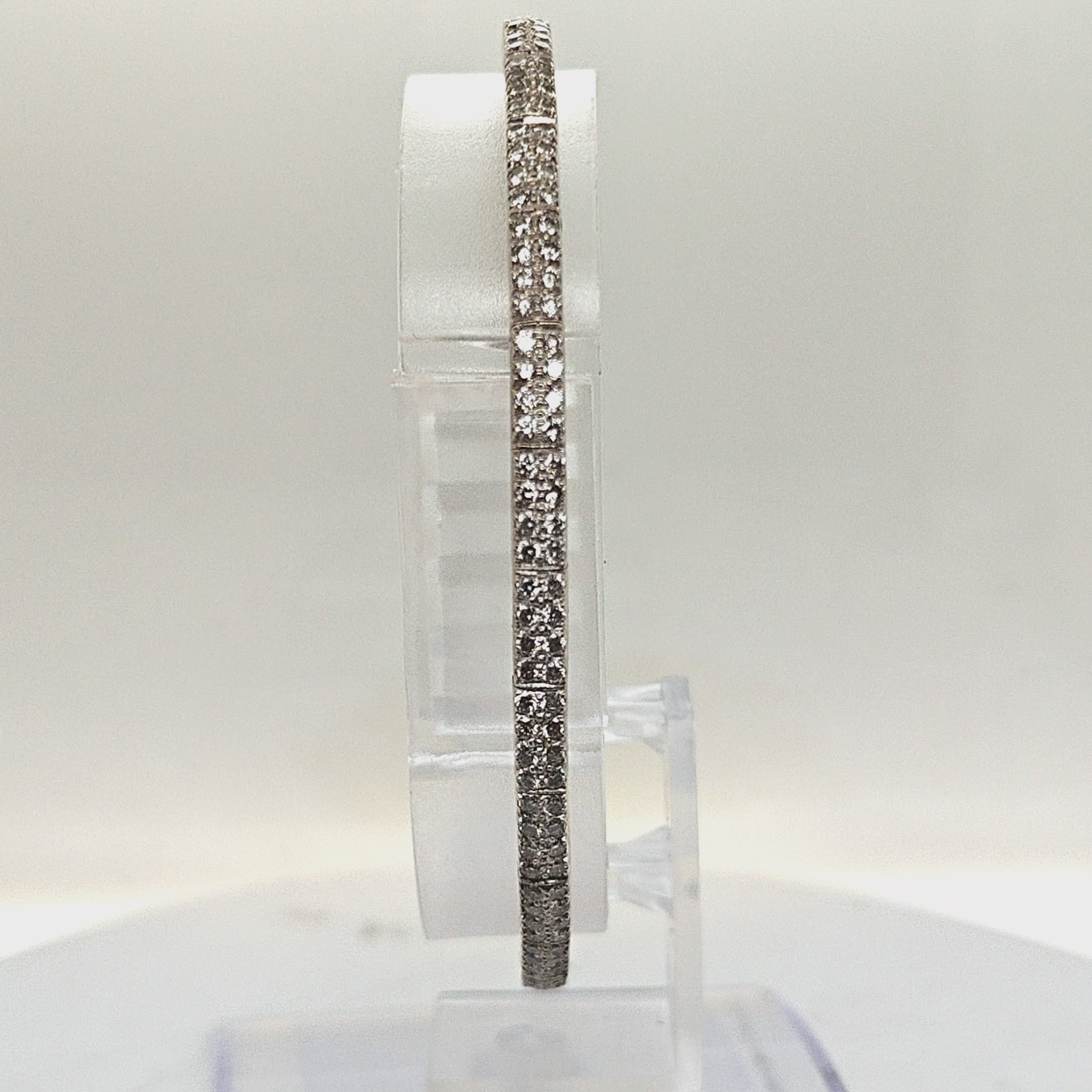 BANGLE CUFF BRACELET PAVE DIAMOND SET 18KT WHITE GOLD