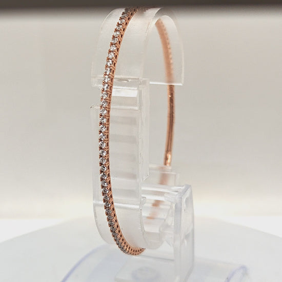 DIAMOND BANGLE TENNIS BRACELET FLEXIBLE ROSE GOLD 2.15CT