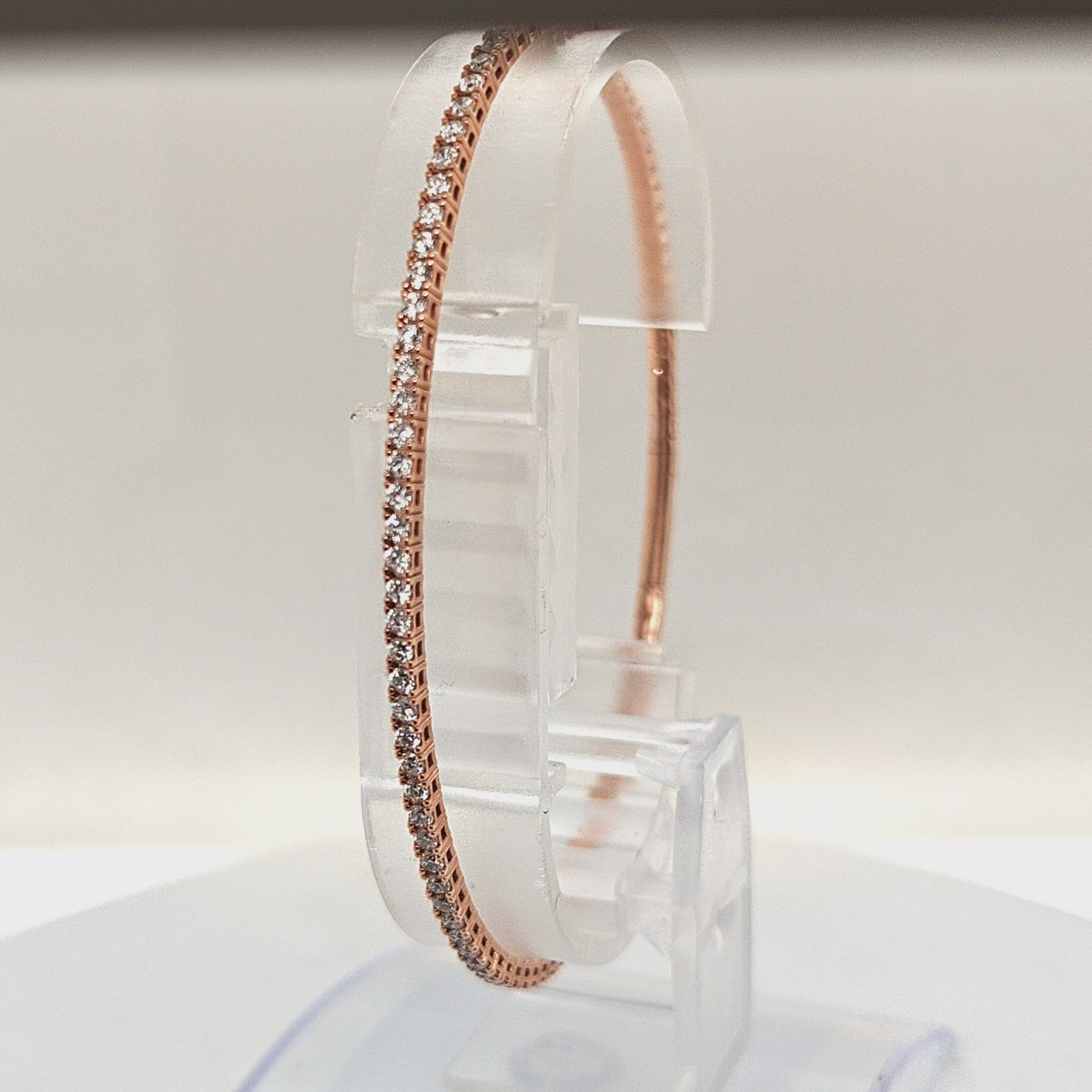 DIAMOND BANGLE TENNIS BRACELET FLEXIBLE ROSE GOLD 2.15CT