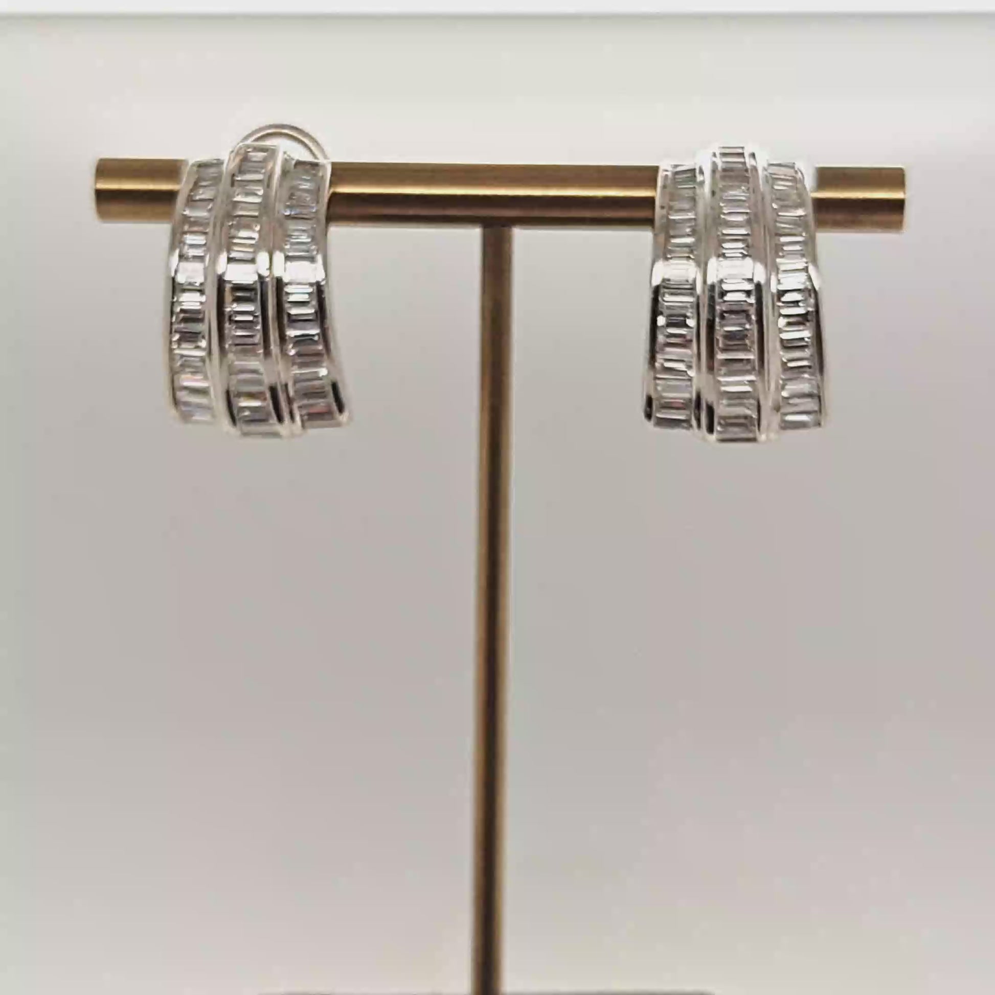 DIAMOND BAGUETTE EARRINGS CHANNEL SET 4.86CT WHITE GOLD