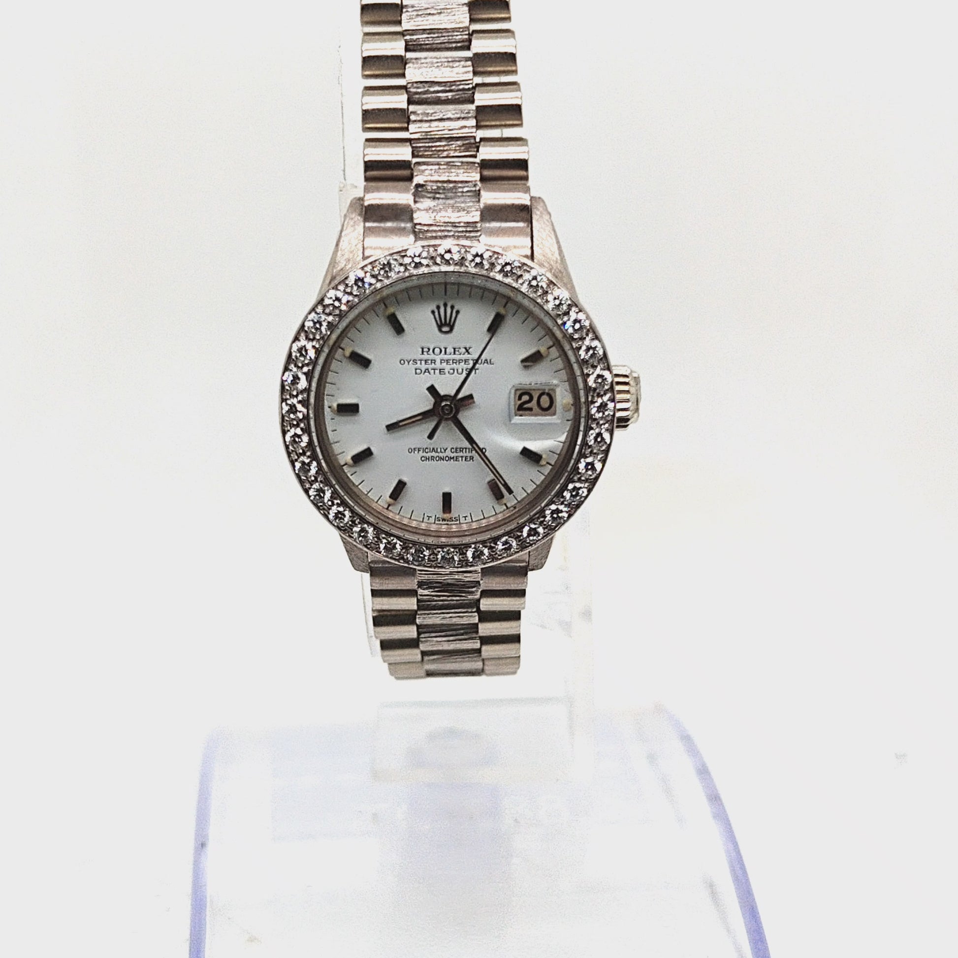 ROLEX LADIES PRESIDENT WHITE GOLD DIAMOND BEZEL