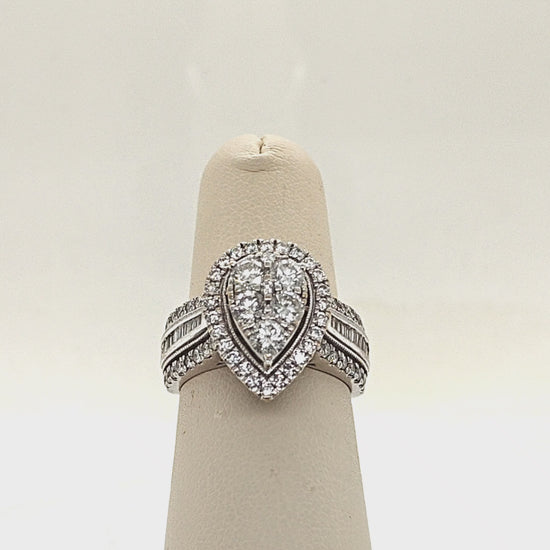 DIAMOND CLUSTER PEAR SHAPED COCKTAIL RING 2.33CT WHITE GOLD