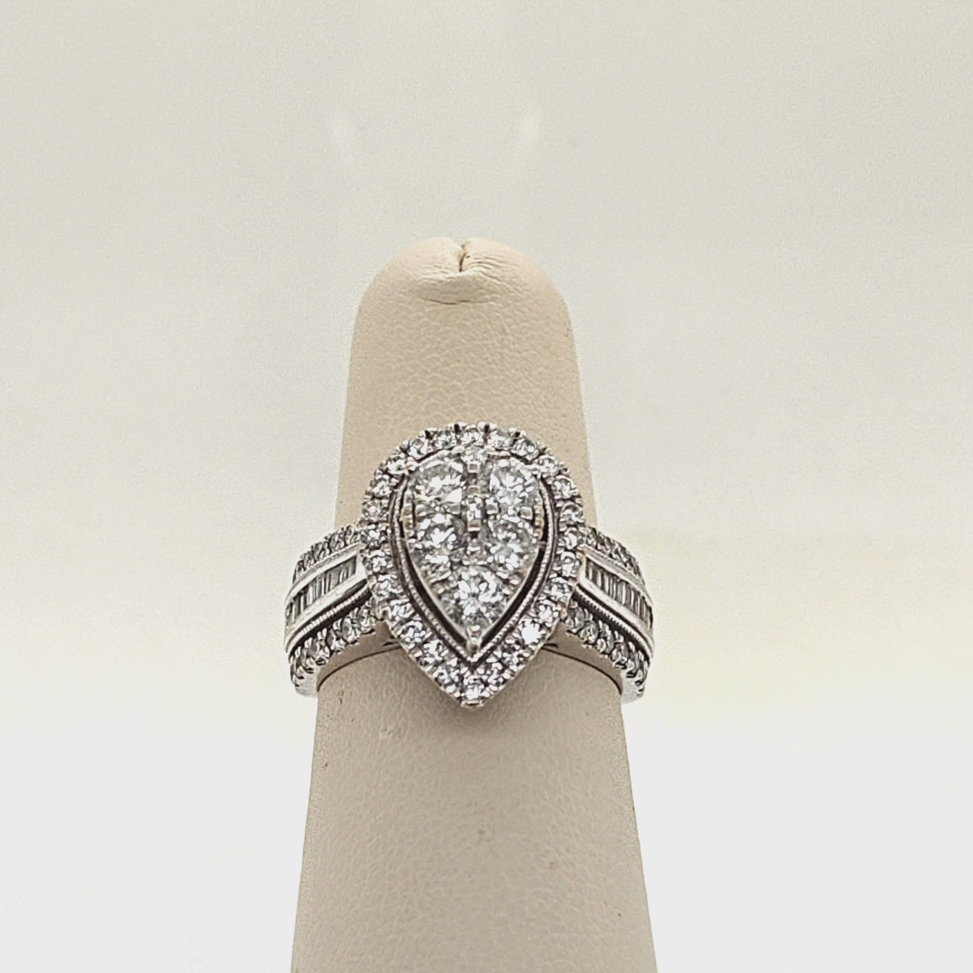 DIAMOND CLUSTER PEAR SHAPED COCKTAIL RING 2.33CT WHITE GOLD