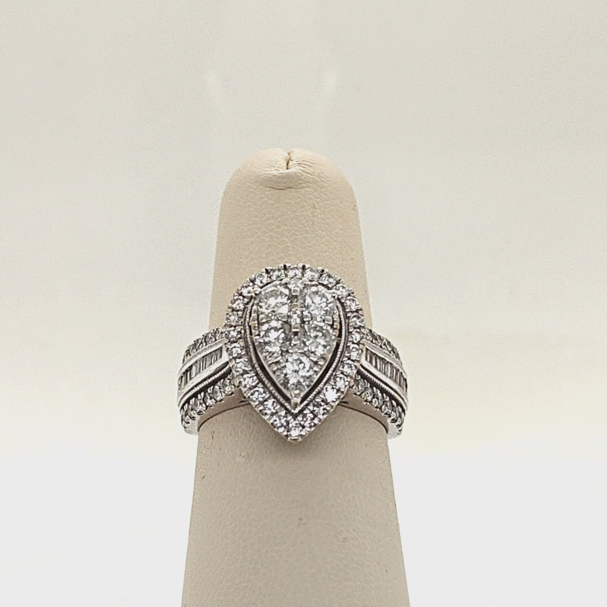 DIAMOND CLUSTER PEAR SHAPED COCKTAIL RING 2.33CT WHITE GOLD