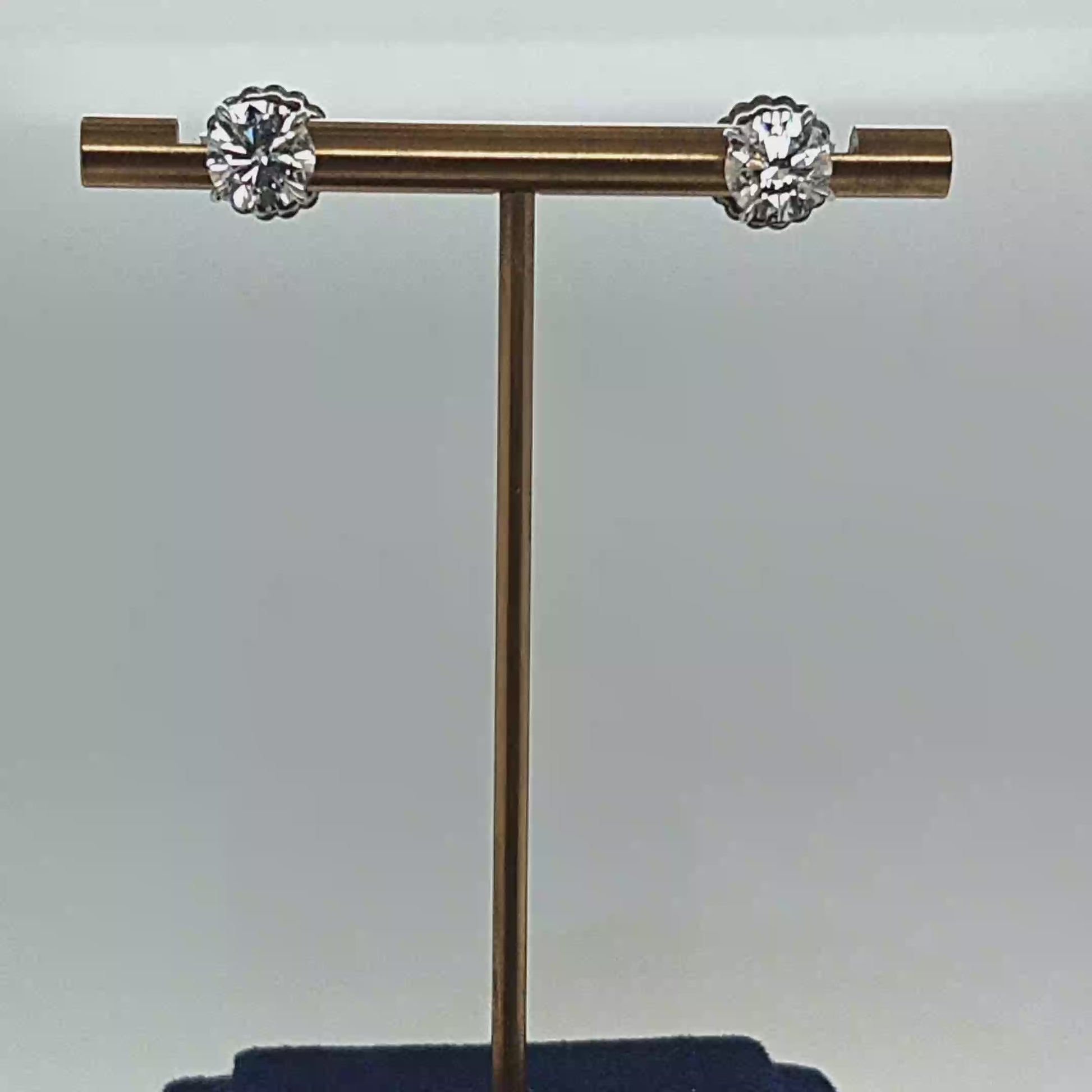 DIAMOND STUD EARRINGS 3.02CT MARTINI SET HANDMADE PLATINUM