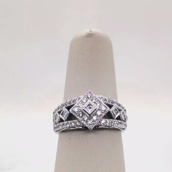 Open Filagree Diamond Ring 18K WG