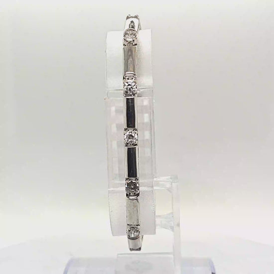 DIAMOND BRACELET FLAT BAR LINKS 2.65CT WHITE GOLD