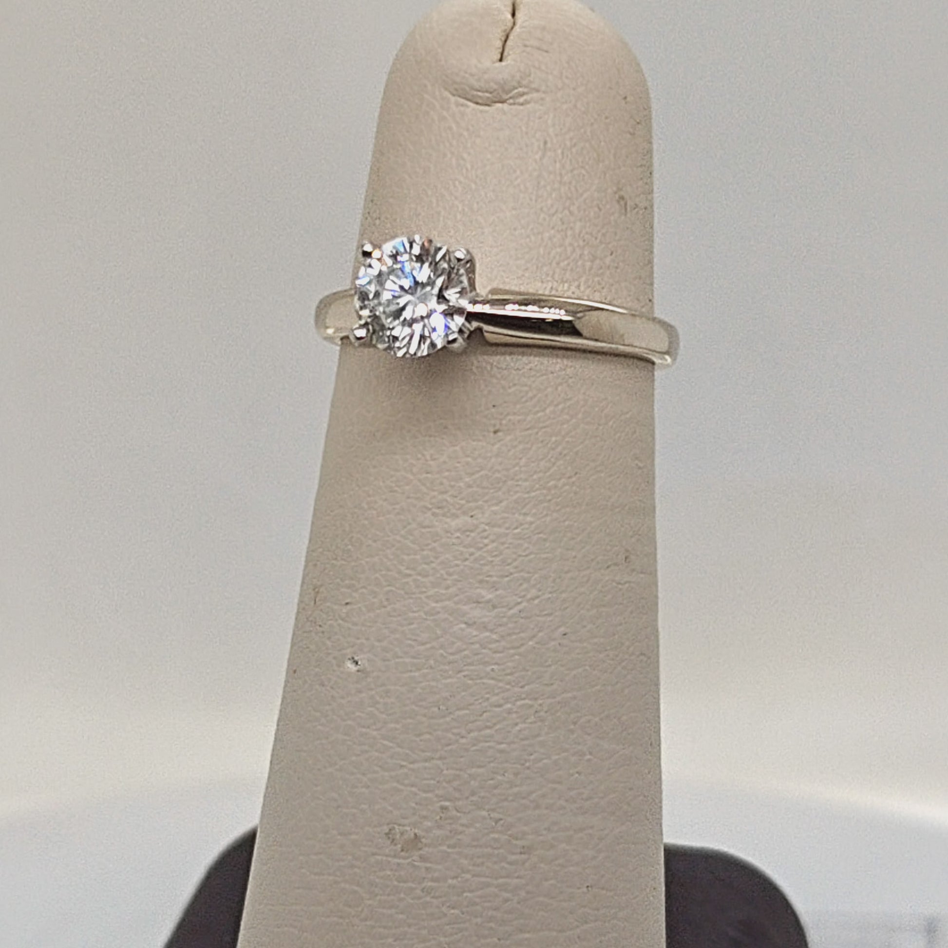 DIAMOND SOLITAIRE LEO CUT RING 0.70CT PLATINUM & WHITE GOLD