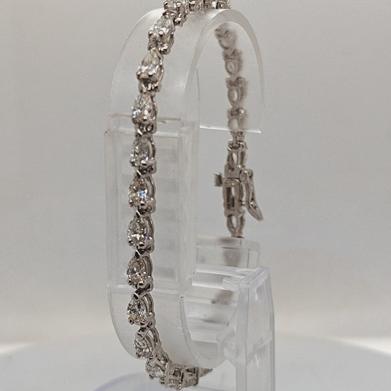 DIAMOND PEAR SHAPE TENNIS BRACELET WHITE GOLD 6.7CT