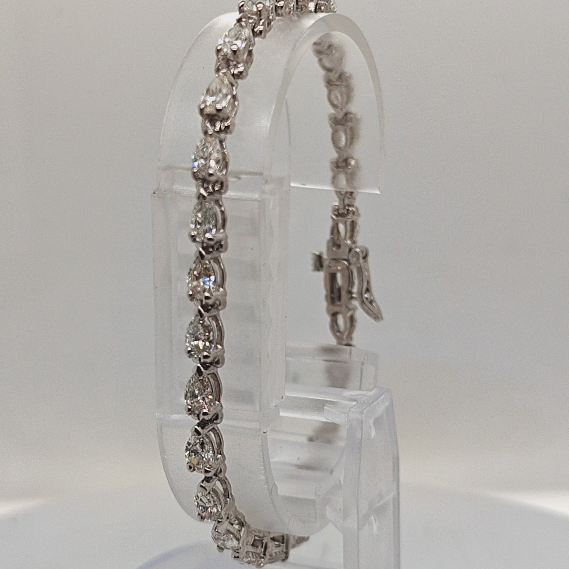 DIAMOND PEAR SHAPE TENNIS BRACELET WHITE GOLD 6.7CT