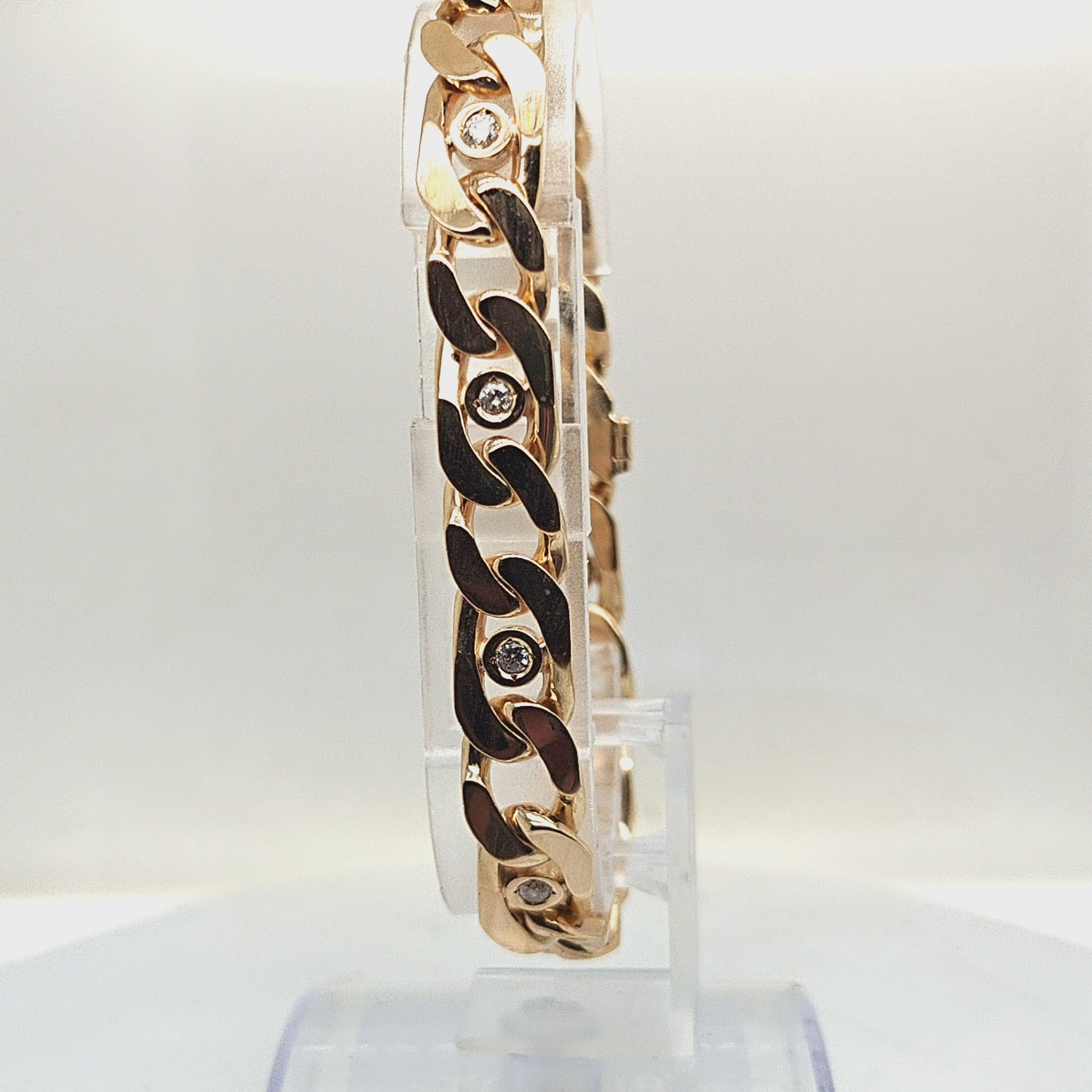 GOLD AND DIAMOND MENS LINK BRACELET YELLOW GOLD