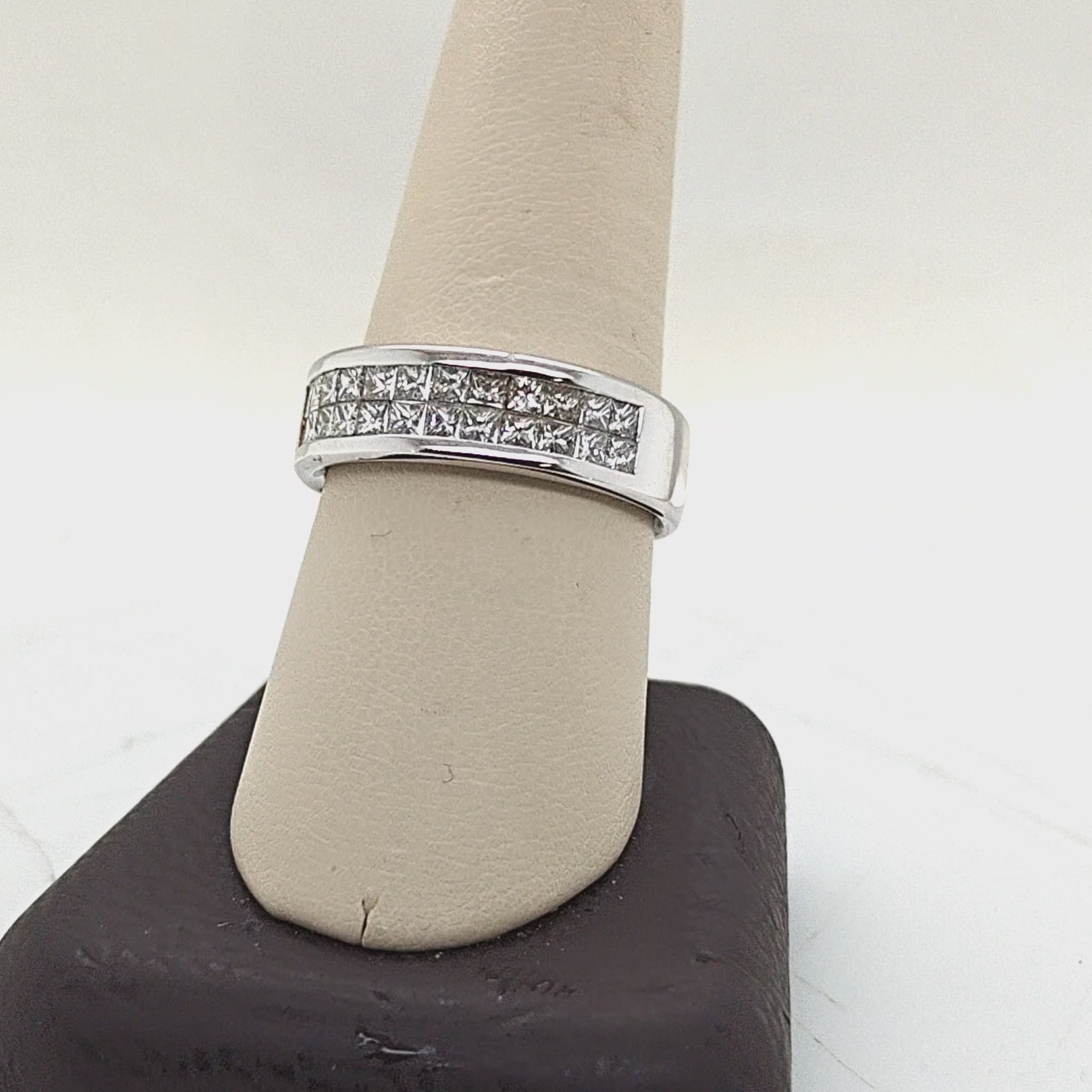 MENS DIAMOND WEDDING BAND INVISIBLE SET WHITE GOLD 1.05CT