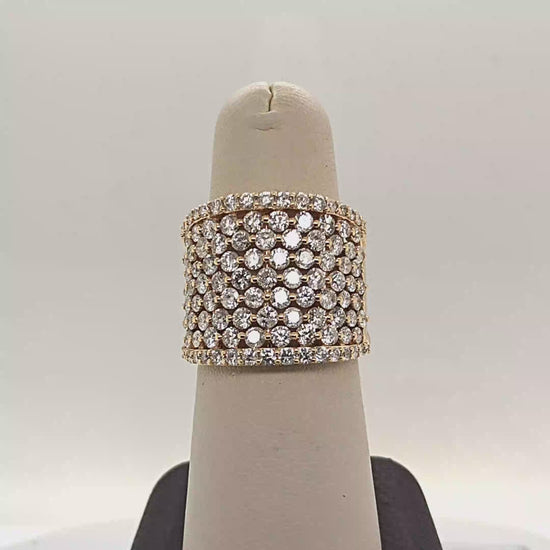 DIAMOND BAND RING 2.73CT WIDE YELLOW GOLD