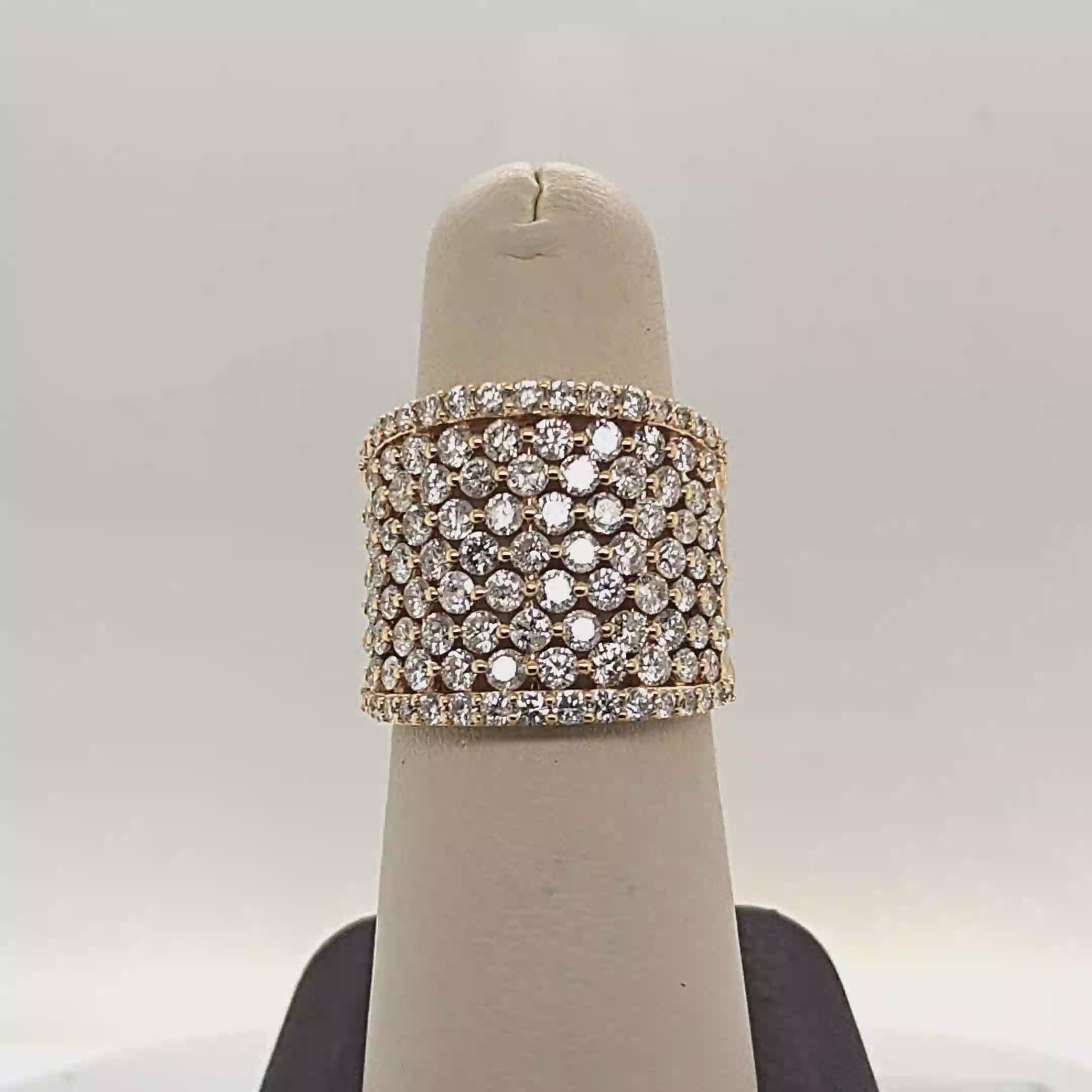DIAMOND BAND RING 2.73CT WIDE YELLOW GOLD