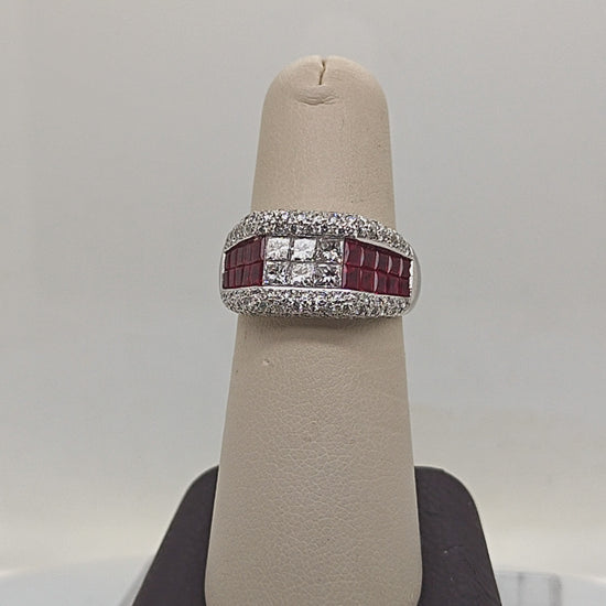 DIAMOND AND RUBY INVISIBLE SET 2.02CT RING WHITE GOLD
